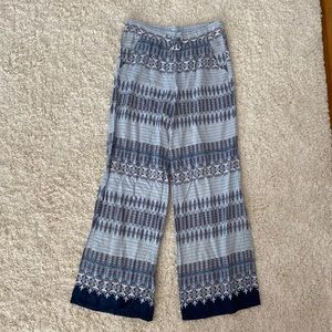 Primark Blue, White Flowy Pants, size 6